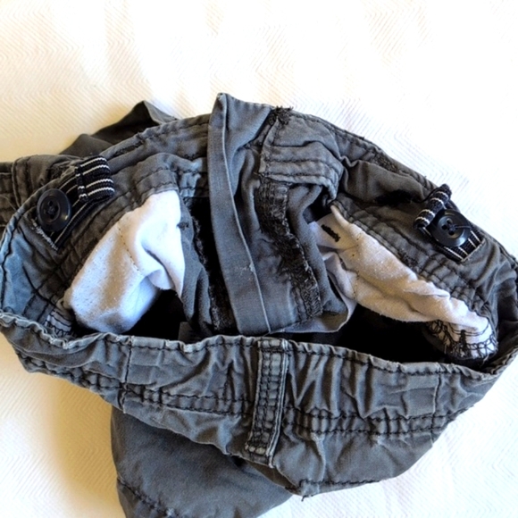 oshkosh b'gosh gray cotton twill cargo utility shorts 18 months baby boy - Picture 7 of 11